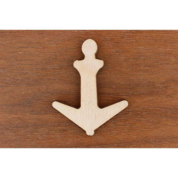 Anchor Cut Out 1/4 x 4 1/2 PKG 15 Laser Cut Wooden Anchor by WOODNSHOP