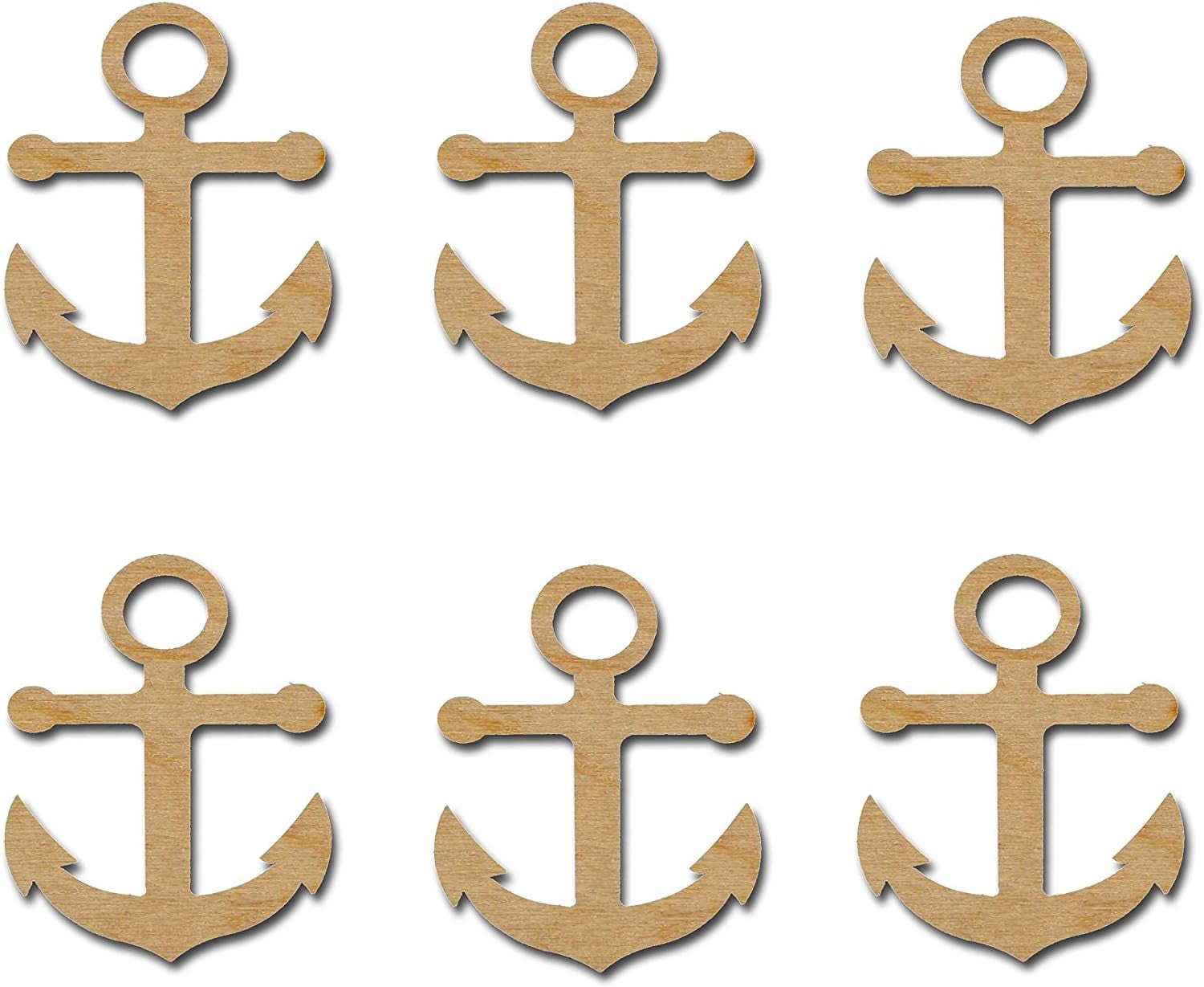 Anchor Cut Outs Unfinished Wood Mini Anchors 2.5" Inch 6 Pieces ANCH06