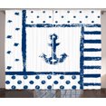 thumbnail image 1 of Ambesonne Anchor Curtains 2 Panel Set, Grunge Boat Navy Theme, 108" x 90", Dark Blue White, 1 of 3