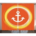 thumbnail image 1 of Ambesonne Nautical Curtains 2 Panel Set, Anchor Image in Circle, 108" x 90", Orange Yellow, 1 of 3