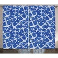 thumbnail image 1 of Ambesonne Ocean Curtains 2 Panel Set, Marine Life Equipments, 108" x 90", Azure Blue White, 1 of 3