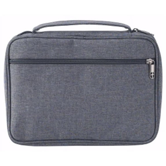 Anchor Distributors 186945 Bible Cover-Mens Solid Polyester with Cross Zipper, Light Gray - Extra Large