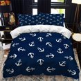 Anchor Duvet Cover Navy Theme Art rative Polyester with Pillowcase for