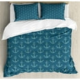 thumbnail image 1 of Anchor Duvet Cover Set, Anchors with Maritime Fishes Underwater Sea Animals, Decorative 3 Piece Bedding Set with 2 Pillow Shams, King Size, Petrol Blue Sky Blue, by Ambesonne, 1 of 3