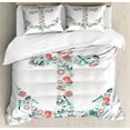 thumbnail image 1 of Anchor Duvet Cover Set, Nautical Shape with Binoculars Captain Hat Compass Mermaids, Decorative 3 Piece Bedding Set with 2 Pillow Shams, Calking Size, Seafoam Coral Teal, by Ambesonne, 1 of 3