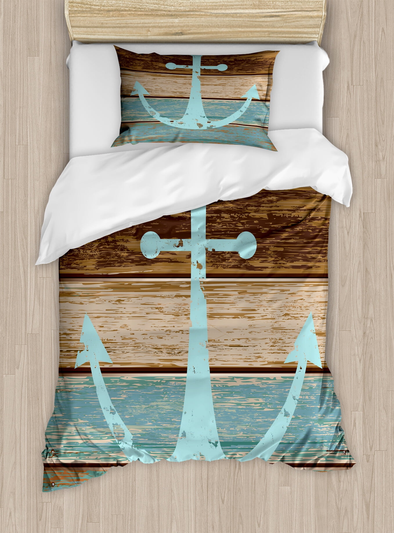 Photo inspiration: Visual Reference: Anchor Duvet Cover Set Timeworn Marine On Weathered Wooden Planks