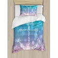 thumbnail image 1 of Anchor Duvet Cover Set Twin Size, Starry Fairy Anchor with Bubbles on Abstract Blurry Scenery Marine Element Artprint, Decorative 2 Piece Bedding Set with 1 Pillow Sham, Pink Blue, by Ambesonne, 1 of 3