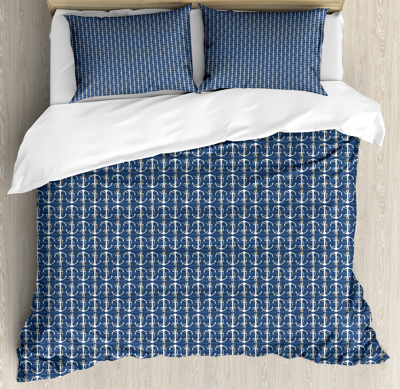 Photo inspiration: Bedspreads With Anchor Pattern Scandinavian Penthouse Style Reference: Anchor Duvet Cover Set Yacht Sea Theme Journey To The