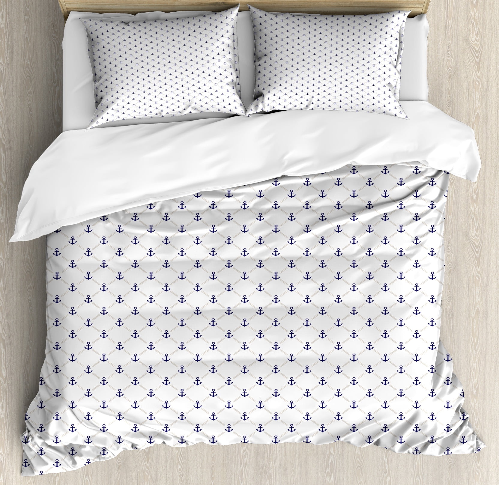 Nautical Anchor Pattern Print Duvet Cover Bedding Set