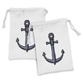 thumbnail image 1 of Anchor Fabric Pouch Set of 2, Contemporary Image of an Anchor Safety Design Security Nautical Art, Small Drawstring Bag for Toiletries Masks and Favors, 9" x 6", Grey White, by Ambesonne, 1 of 2