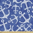 thumbnail image 1 of Ambesonne Ocean Fabric by the Yard Upholstery, Marine Life Equipments, 3 Yards, Azure Blue White, 1 of 4