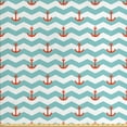 thumbnail image 1 of Ambesonne Marine Fabric by the Yard Upholstery, Pattern Anchor Stripe, 10 Yards, Turquoise Red, 1 of 4