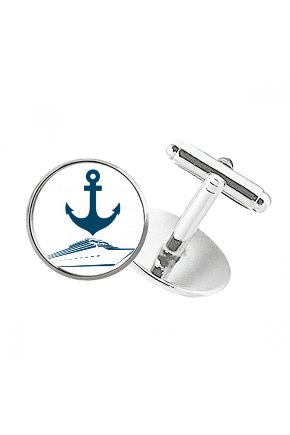 Anchor Ferry Navigation Objects Round Button Cuff Clip Stud Cufflinks