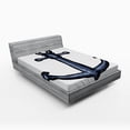 thumbnail image 1 of Ambesonne Ocean Fitted Sheet, Nautical Anchor Safety, Full Size, Grey White, 1 of 2