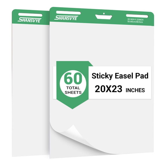 Anchor Flip Chart Paper, Self-Adhesive Easel Pads, 60 Sheets, 2 Count, 2 Pack