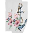 thumbnail image 1 of Anchor Flower Hand Towels 2 PCS, Marine Vintage Watercolor Kitchen Towel Ultra Soft and Highly Absorbent,Decorative Fingertip Face Towel for Bathroom Hotel, 28.3"x14.4", 1 of 4