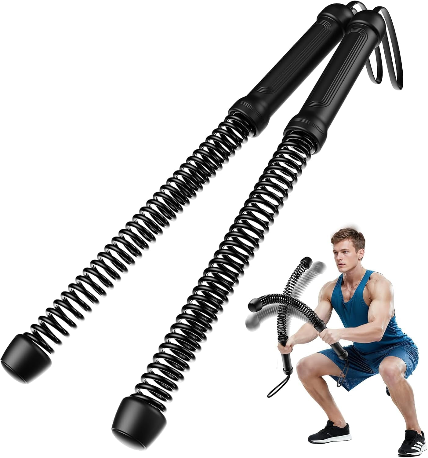 Training Ropeless Anchor-Free Battle Ropes - Portable Ropeless Workout System for HIIT ...