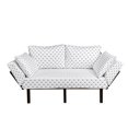 thumbnail image 1 of Anchor Futon Couch, Yacht Ship Cruise Sailing Themed Pattern Checkered Style Holiday Travel, Daybed with Metal Frame Upholstered Sofa for Living Dorm, Loveseat, Navy Blue White, by Ambesonne, 1 of 4