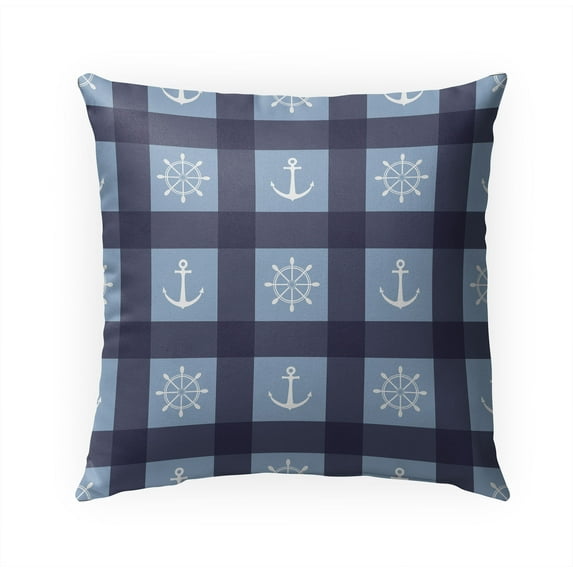 Anchor Galore Navy and Light Blue Outdoor Pillow by Kavka Designs