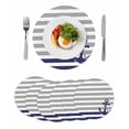 thumbnail image 1 of Anchor Gray Round 15 Inch Placemats Set of 6, Modern Navy Blue White Striped Nautical HeatResistant Non Slip Place Mats for Dining Table, Wipeable Braided Kitchen Table Mats for Housewarming, 1 of 9