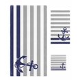 thumbnail image 1 of Anchor Gray Towel Set of 3, Soft Microfiber Bath Towels, Hand Towel, Washcloths, Modern Navy Blue White Striped Nautical Quick-Dry Absorbent Towels for Bathroom Kitchen Hotel Beach Gym Spa, 1 of 7