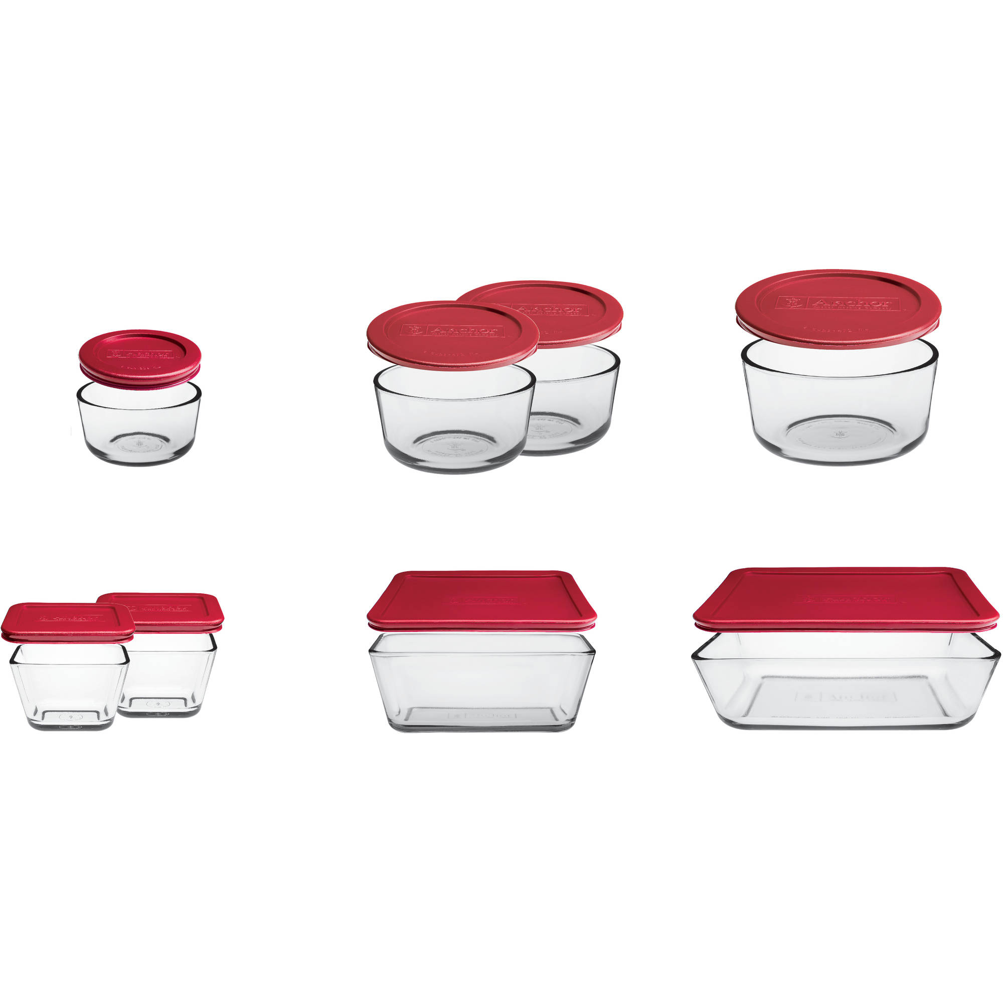 Anchor Hocking 16-Piece Kitchen Food Storage Set with Red Lids - image 1 of 2