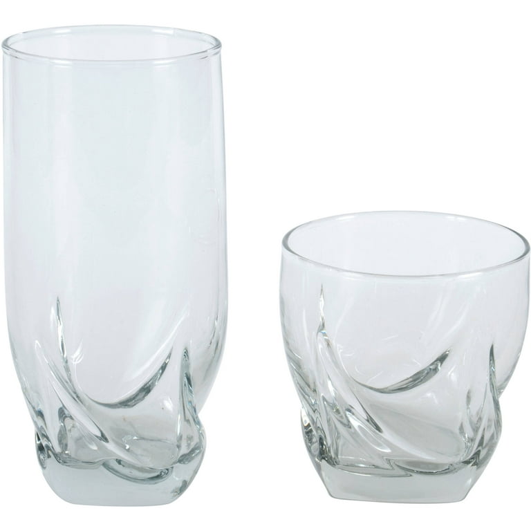 Anchor Hocking 16 Ounce Central Park Drinking Glasses  (4-piece, clear, dishwasher safe): Mixed Drinkware Sets