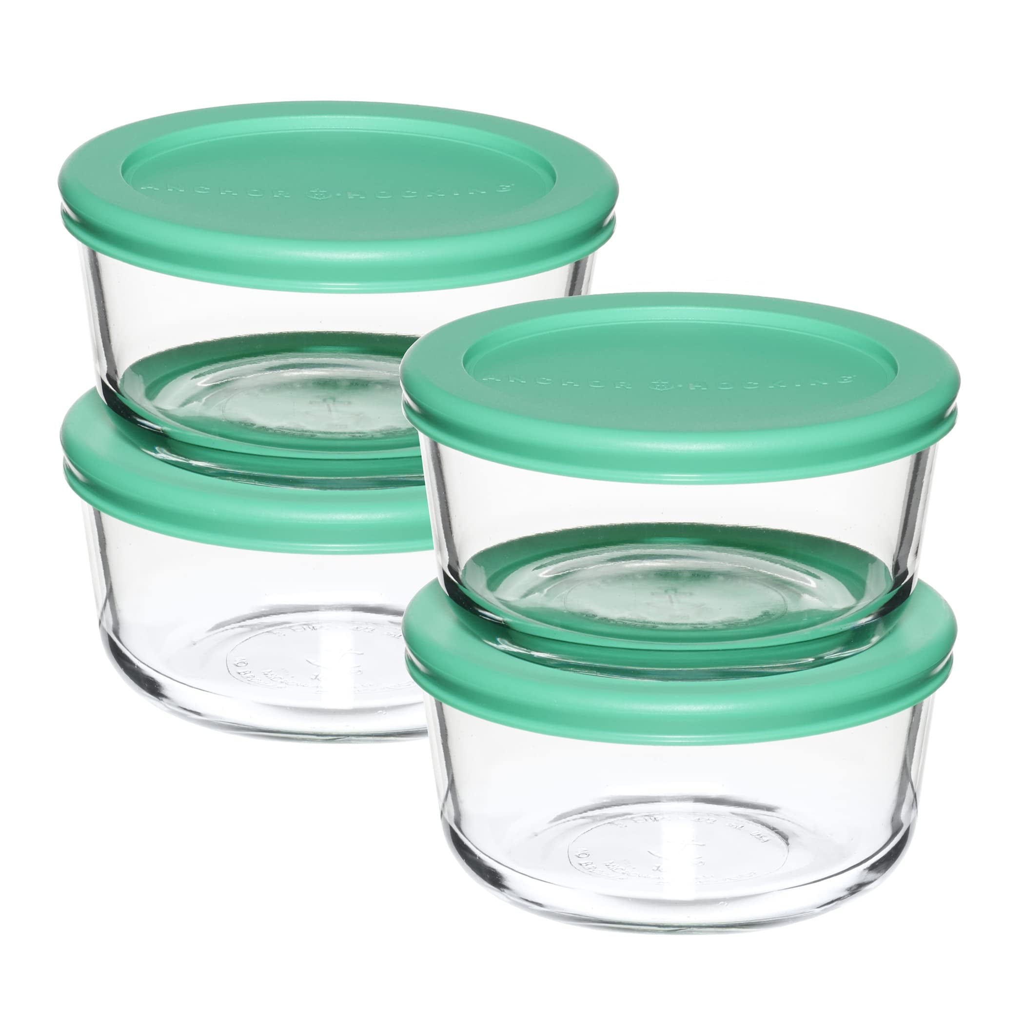 Anchor Hocking 2 Cup Glass Storage Containers with Lids, Set of 4 Glass ...