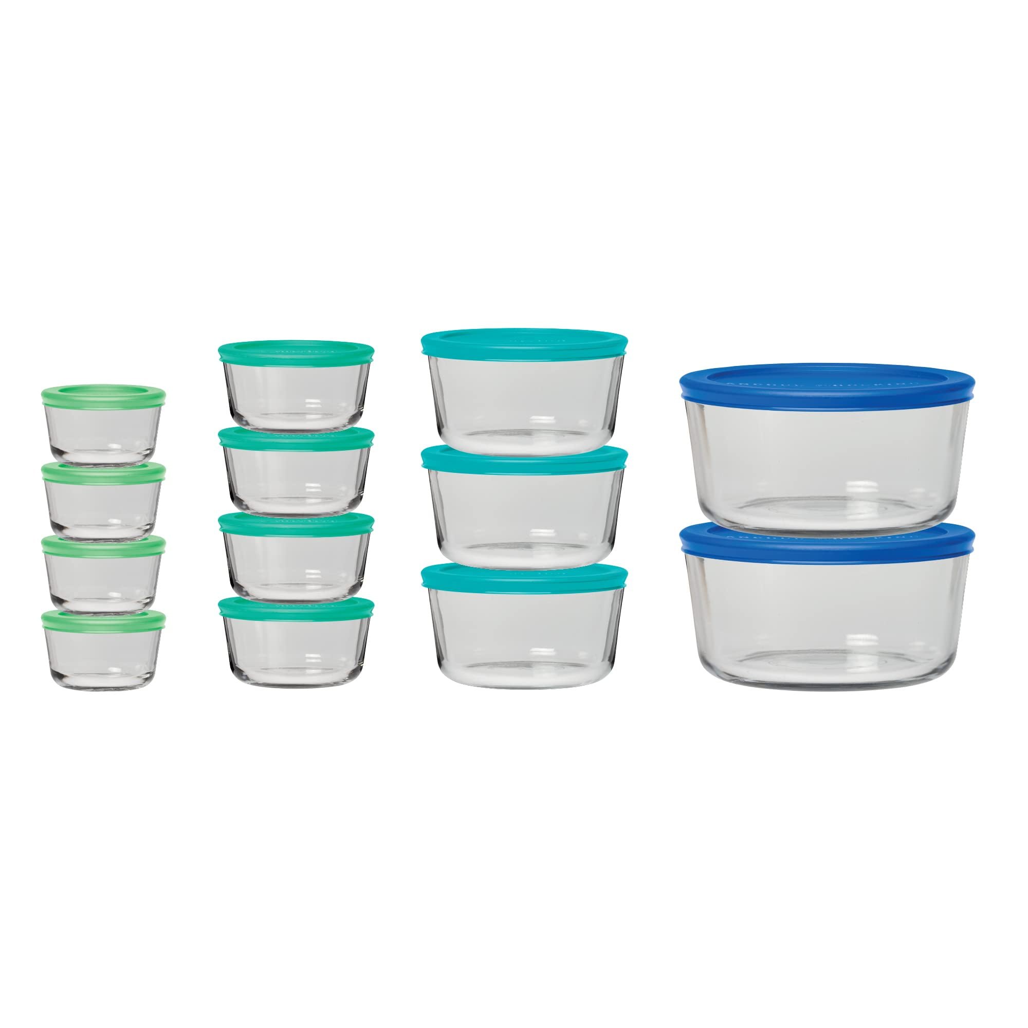 Mixed Blue Glass 26-Piece Airtight Food Storage Set
