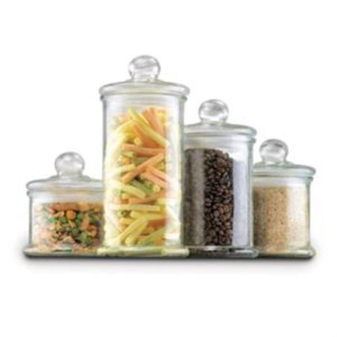 Clear Glass Apothecary Jar Canister Set with Ball Lids, 4-Piece