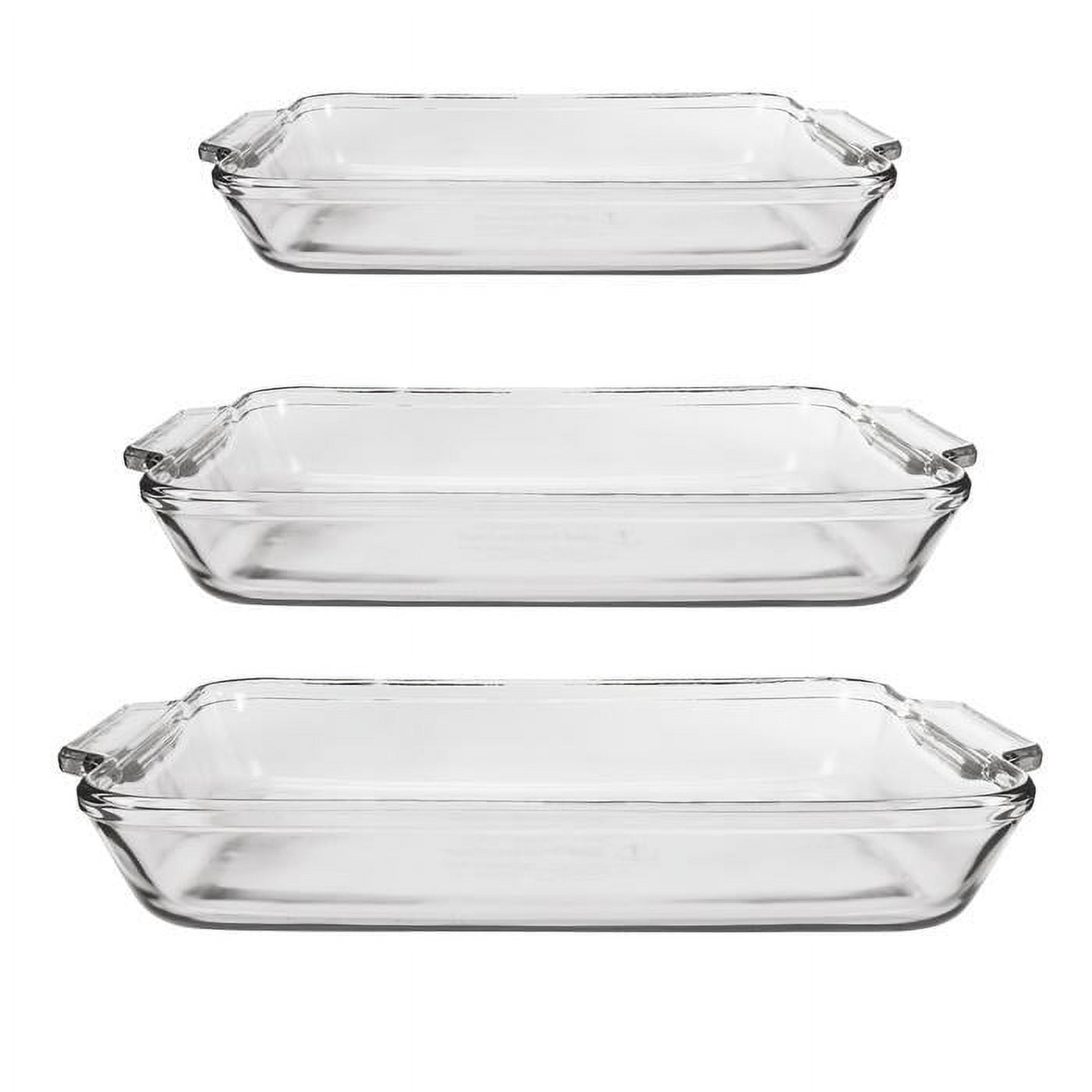 Clear Glass 3-Piece Rectangular Baking Dish Set with Handles