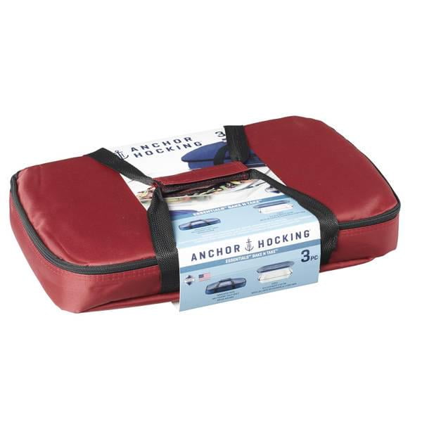 Anchor Hocking 3-Piece Essentials Glass Baking Dish with Tote Set