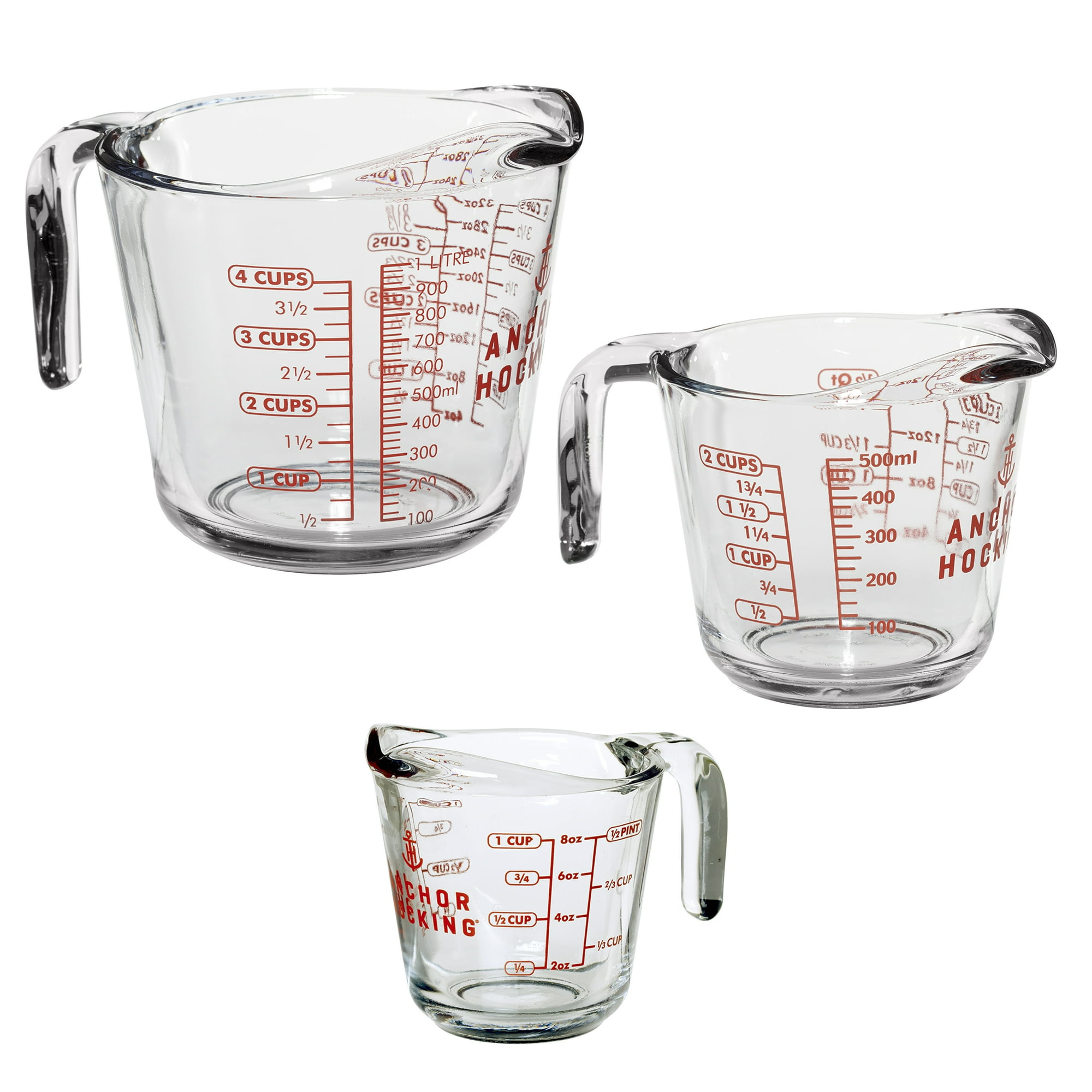 Anchor Hocking 3 Piece Glass Measuring Cup Set