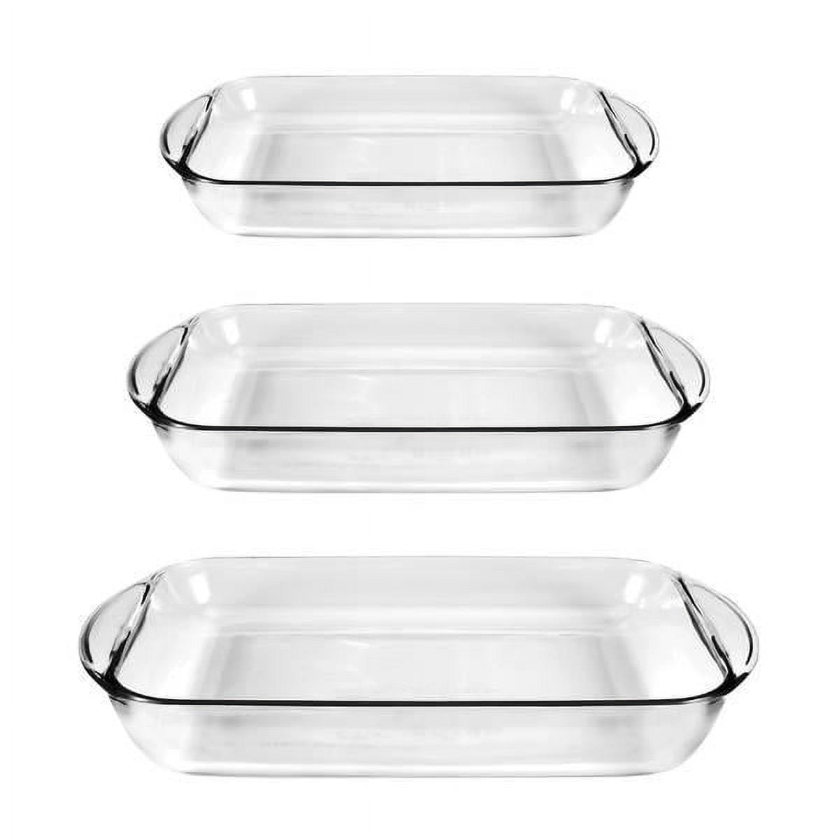 Clear Glass 3-Piece Rectangular Baking Dish Set with Handles