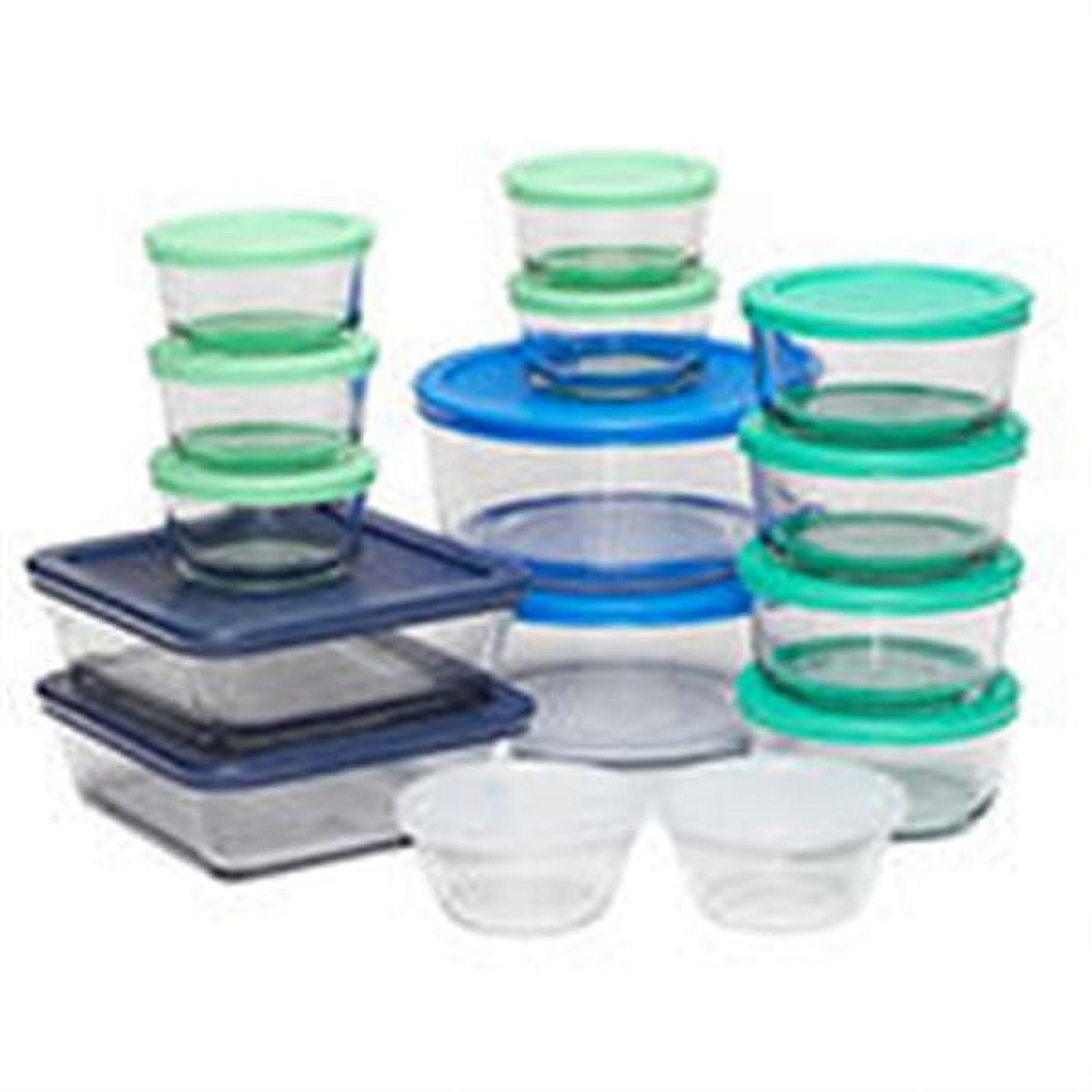 30-Piece Clear Glass Food Storage Set with Multicolor Lids