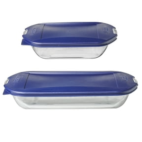 Anchor Hocking 4-Piece Rectangle Glass Bakeware Set with 2Qt and 3Qt Dishes and Lids