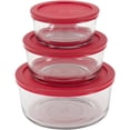 thumbnail image 1 of Anchor Hocking 6-Piece Glass Kitchen Food Storage Set with Red Lids, 1 of 4
