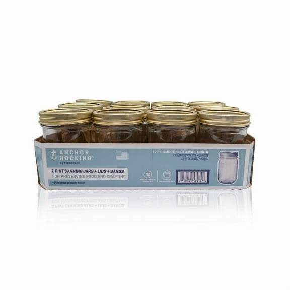 Anchor Hocking Wide Mouth Canning Jar 16 oz 12 pk