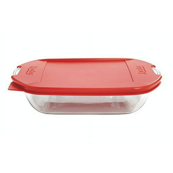 Anchor Hocking 8-Inch Square Essentials Cake Dish with Cherry Embrace Lid