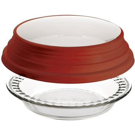Anchor Hocking 9.5" Deep Pie Dish with Wide Fluted Edge and Expandable Cover