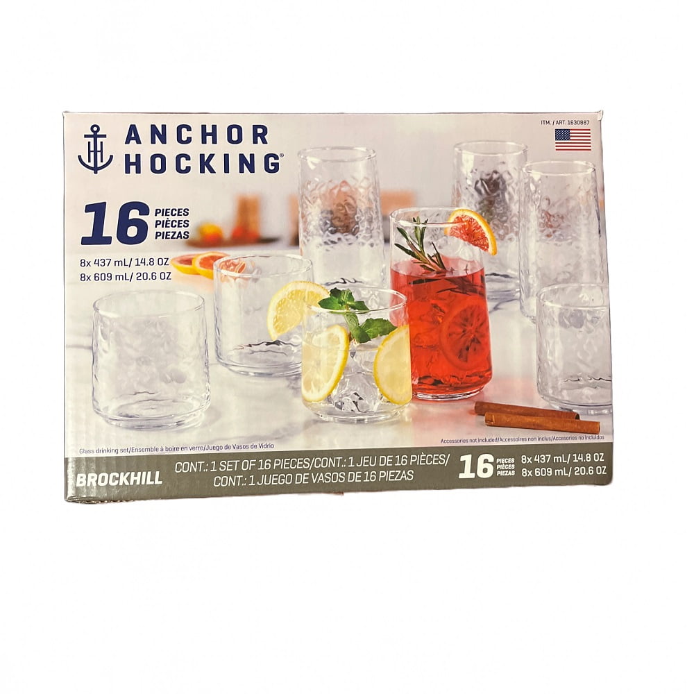 Anchor Hocking Hammered Drinkware Set, 16piece