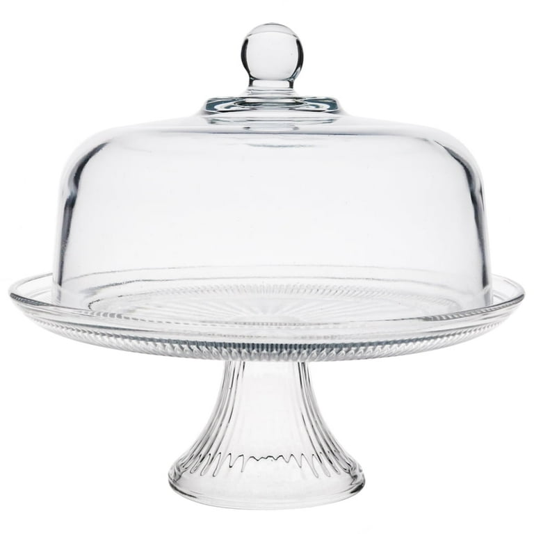 Anchor Hocking Canton Glass Cake Stand Set with Pedestal Clear