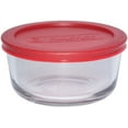 Anchor Hocking Classic Glass Food Storage Container with Lid, Red, 2