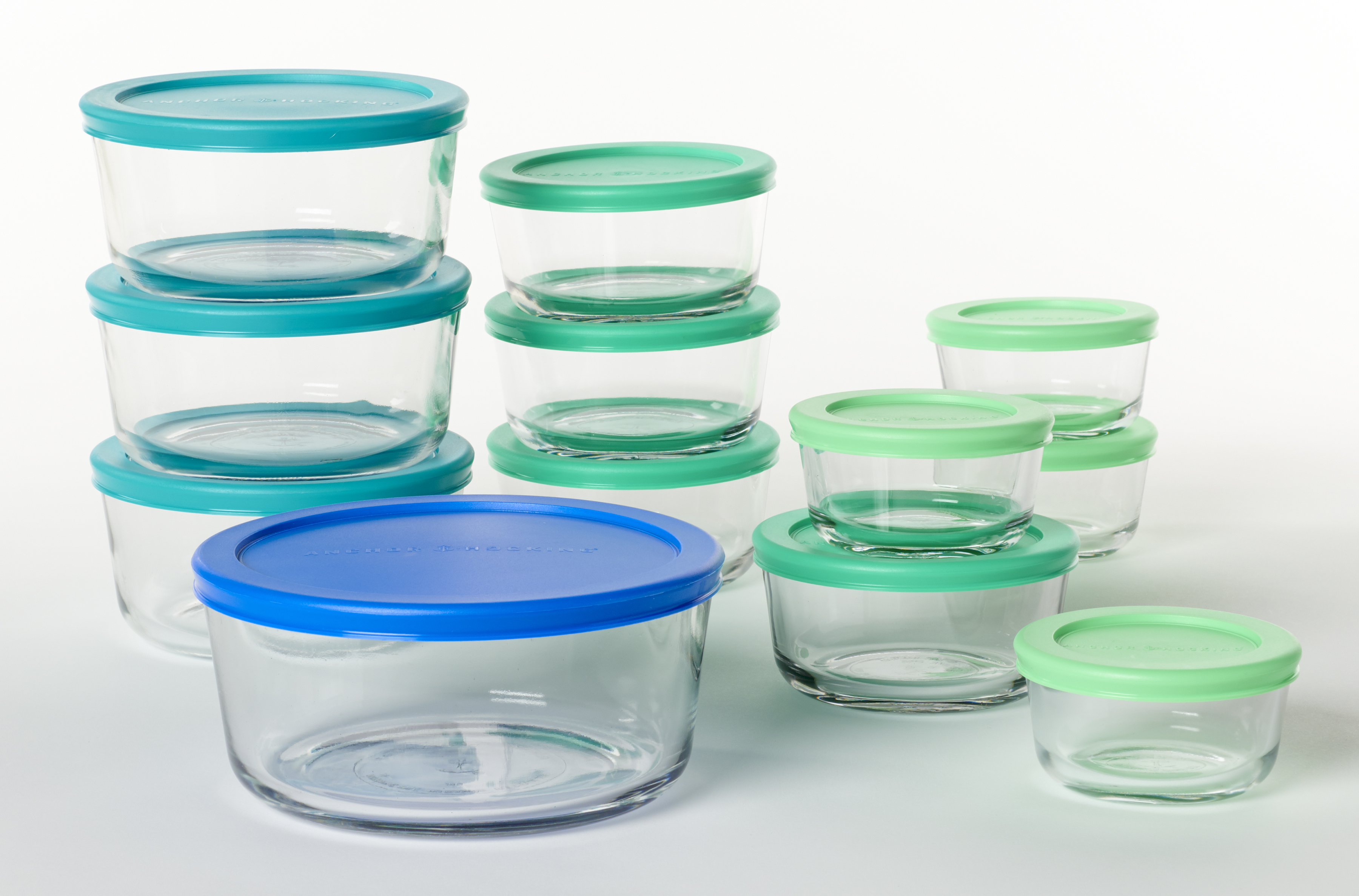 Anchor Hocking Clear Glass Food Storage Glass Set with SnugFit™ Multicolor Lids, 24 Piece Set - image 1 of 10