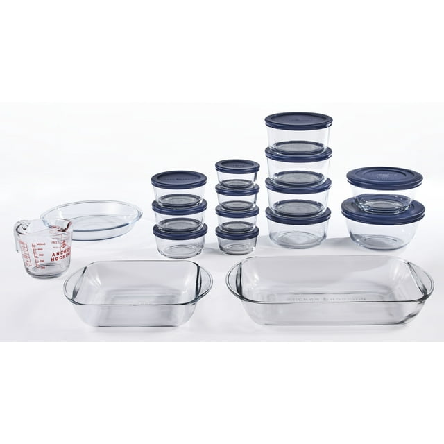 Anchor Hocking Glass Bakeware, Food Storage & Prep Dish Set, 30 Piece