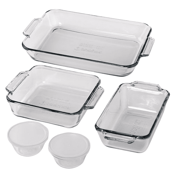 Anchor Hocking Glass Baking Dish Set, 7 Piece Glass Bakeware Set