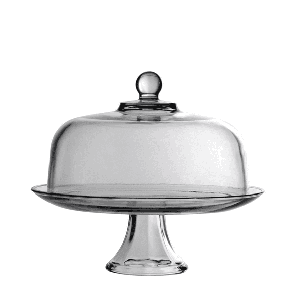 Anchor Hocking Glass Cake Stand with Dome, 2 Piece Set