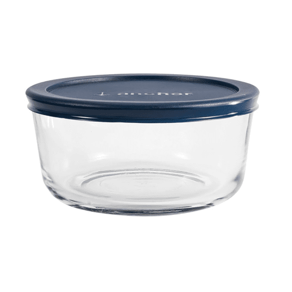 Anchor Hocking Glass Food Storage Container with Lid, 4 Cup Round