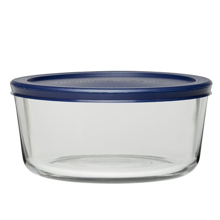 Anchor Hocking Glass Food Storage Container with Lid, 7 Cup Round