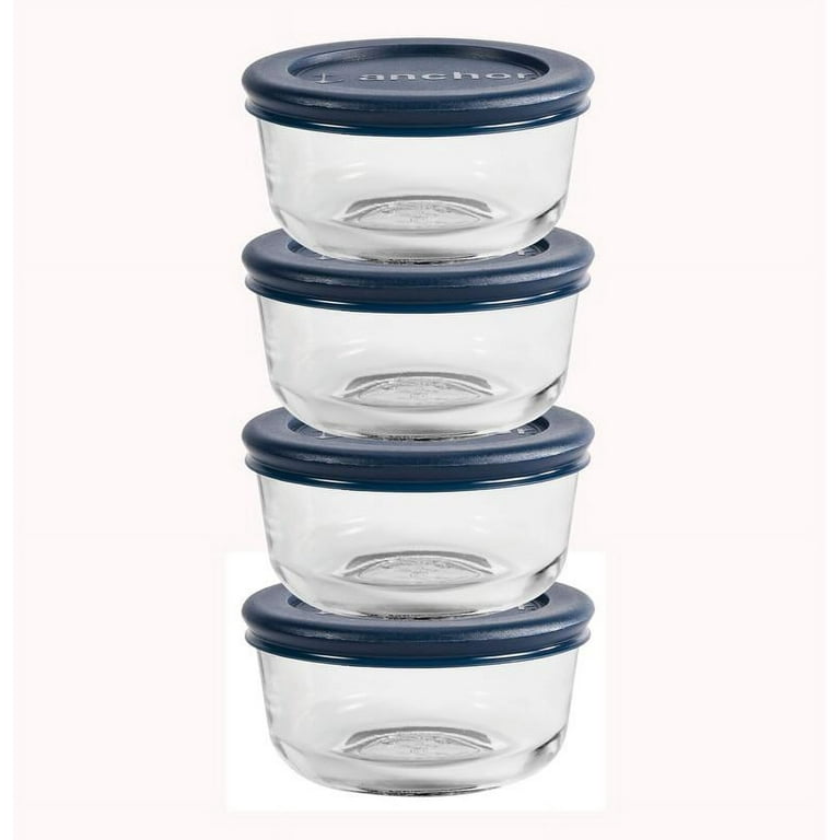 4-cup Glass Food Storage Container with Blue Lid
